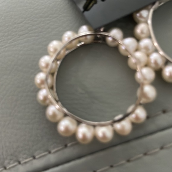 Large As Is Genuine Pearls Drop Earrings SS 1 1/4” - Picture 3 of 3